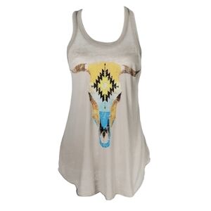 Chaser S Bull Skull Boho Tank Top